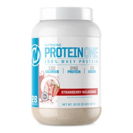 NutraOne ProteinOne Whey Protein Promote Recovery and Build Muscle with a Protein Shake Powder for Men & Women (Strawberry Milkshake, 2 LB)