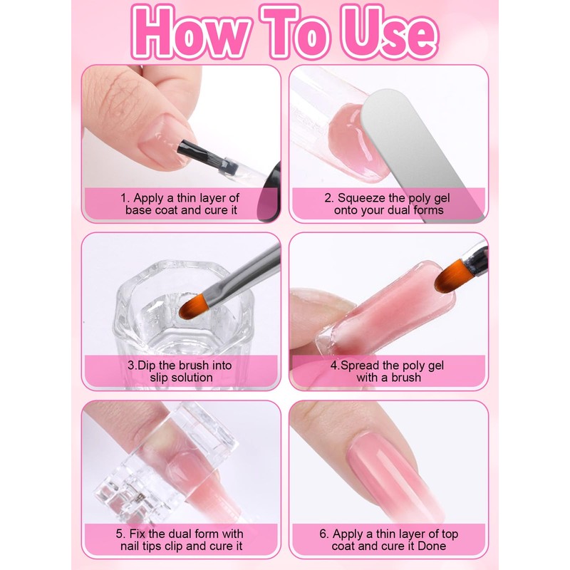 EBANKU Poly Gel Slip Solution Kit - 75ml Anti-Stick Nail