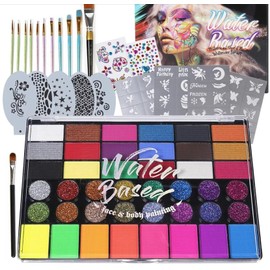 Pintura Facial y Pintura Corporal - Juego Profesional de Kit de 42 Colores de Pintura Facial y Corporal a Base Agua(42-set1)                          