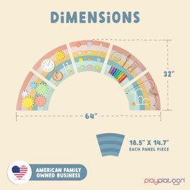 Play Platoon Kids Sensory Wall Panel, Activity Wall Busy Board Toys for Toddlers 1-3, Sensory Board - 64x32 inch Neutral Wooden Rainbow with 11 Activities for Montessori Playroom