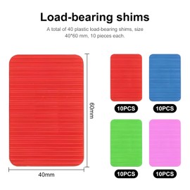 Riceel Plastic Underlay Plates, Pack of 40, Plastic Spacers, Wedges, 6 x 4 cm, Glazing Blocks, Underlay Plates, Spacer Plates, Plastic Plates, 1.5 mm, 3 mm, 5 mm, 10 mm