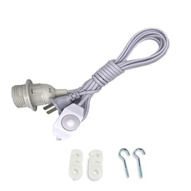 Pendant Light Kit with Dimmer Switch 15 Feet Hanging Lamp Cord Set Plug in Edison Light Bulb Socket Rope for E26 E27 DIY Swag Light Fixtures (1 Pack, White)