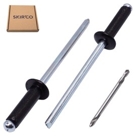 SKIR'CO Pack of 150 blind rivets painted 4.0 x 16 mm, aluminium pop rivets, drill included (jet black RAL 9005)