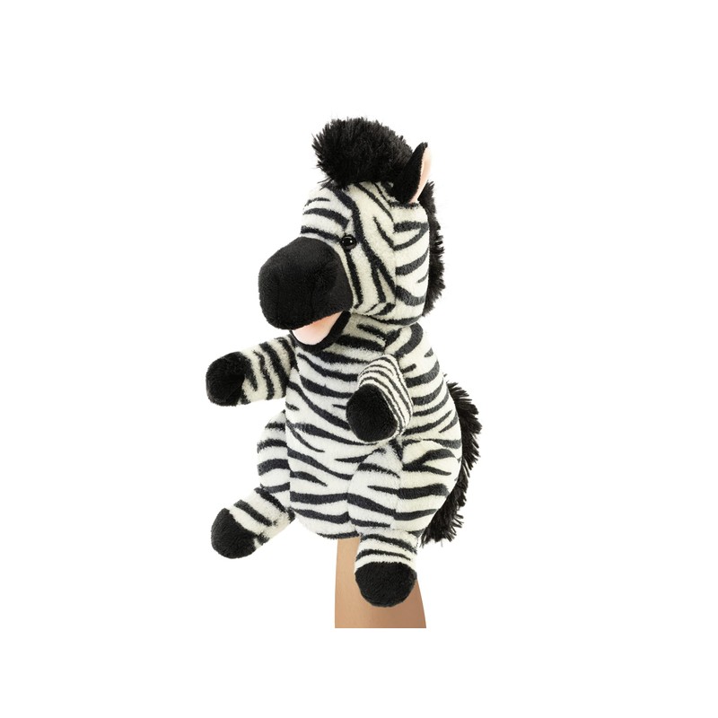 Trudi 29309 Zebra Plush Hand Puppet, Black, White, S