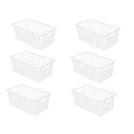 Y.Z.Bros 16inch Freezer Wire Storage Organizer Baskets, Household Refrigerator Bins with Built-in Handles for Cabinet, Pantry, Closet