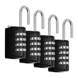Vesaneae 4 Pack Padlock with Combination Code, Combination Lock, 4 Digit Suitcase Lock, Combination Locker Lock, Weatherproof Frost-Proof Locker Lock for School, Gym & Sports Locker, Gym
