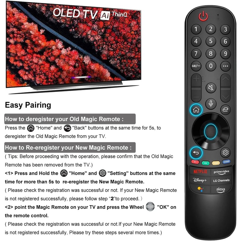 Magic Remote for LG-Smart-TV Remote Control Replacement with Voice Function