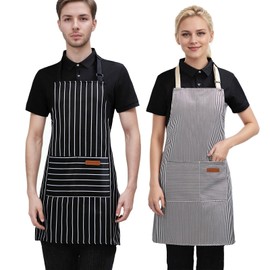 2-Pack Aprons for Women Men with Pockets, Adjustable Bib Kitchen Apron, Chef Aprons for Cooking Baking BBQ