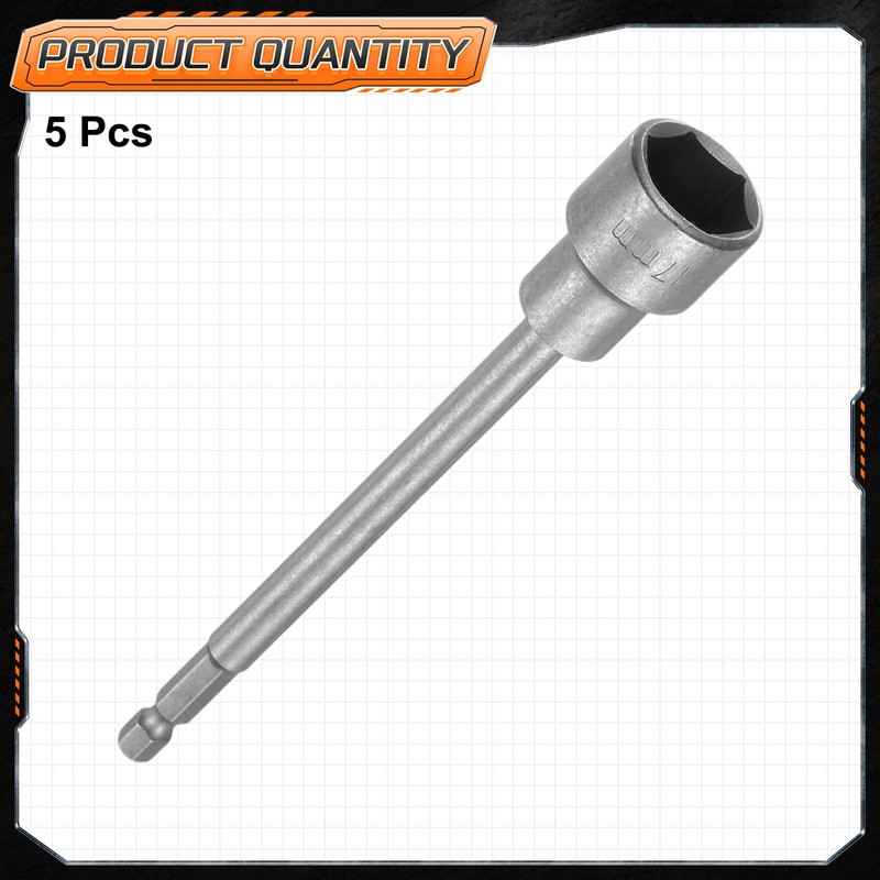 sourcing map 5pcs Nut Driver Drill Bit 17mm Metric Impact