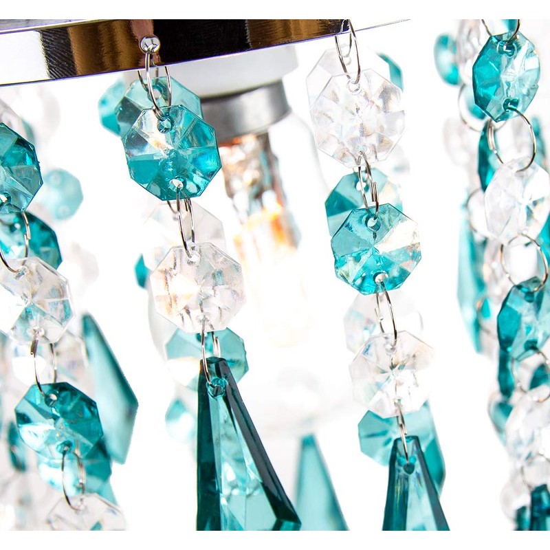 Modern Waterfall Design Easy Fit Pendant Shade with Clear/Teal Acrylic