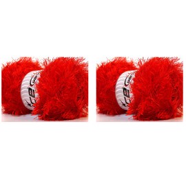 Ice Yarns Eyelash Fun Fur Yarn 100 Gram (3.53 Ounces) 164 Yards (150 Meters) 2 Skeins (Bright Red - 22715)