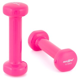 MAXXIVA Dumbbell Set, Vinyl Steel Core Dumbbells, Gymnastic Dumbbells, Sports, Strength Training, Fitness, Weight Choice of Colours (Pink (2 x 0.5 kg))