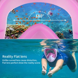 Lamker Snorkel Mask Diving Mask Full Mask Children XS 180° Field of View Full Face Mask Diving Mask Anti-Fog Anti-Leak Effortless Breathing Snorkel Mask for Kids Swimming Snorkelling Diving