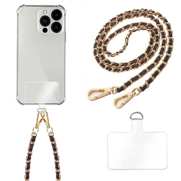 Mezrkuwr® Mobile Phone Neck Chain, Mobile Phone Lanyard, Universal Mobile Phone Chain Strap with Cell Phone Tether Patches, Compatible with Most Phones, Bags and Purses
