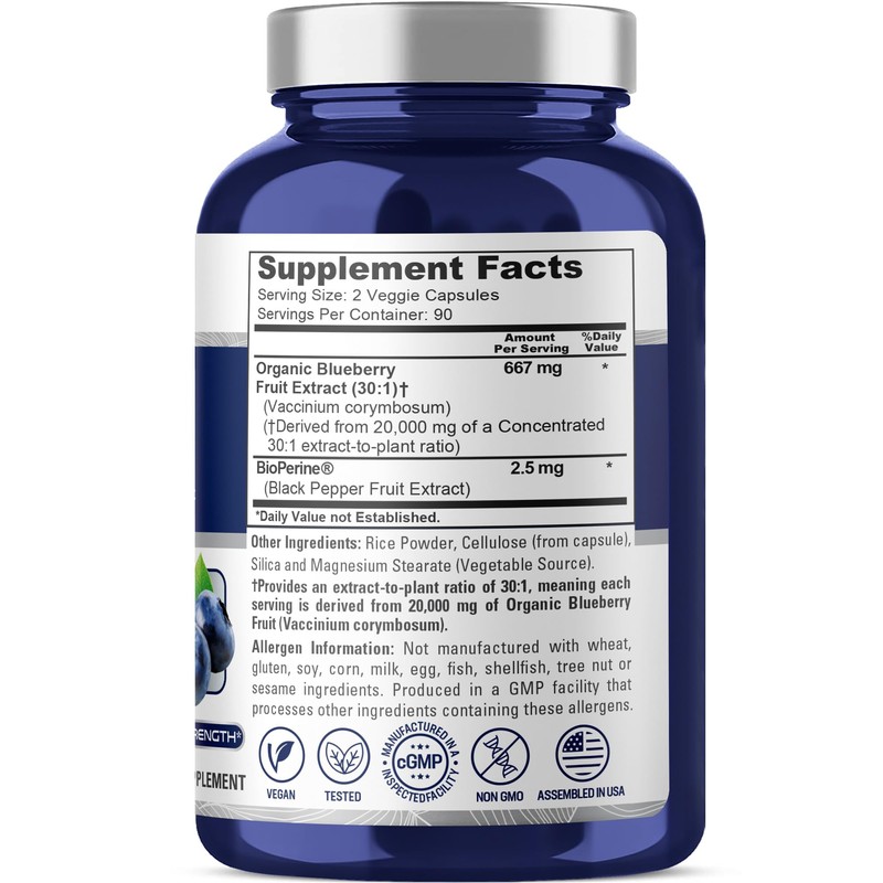 NusaPure Blueberry Concentrate 30:1 Extract, 667 mg Equivalent to 20,000