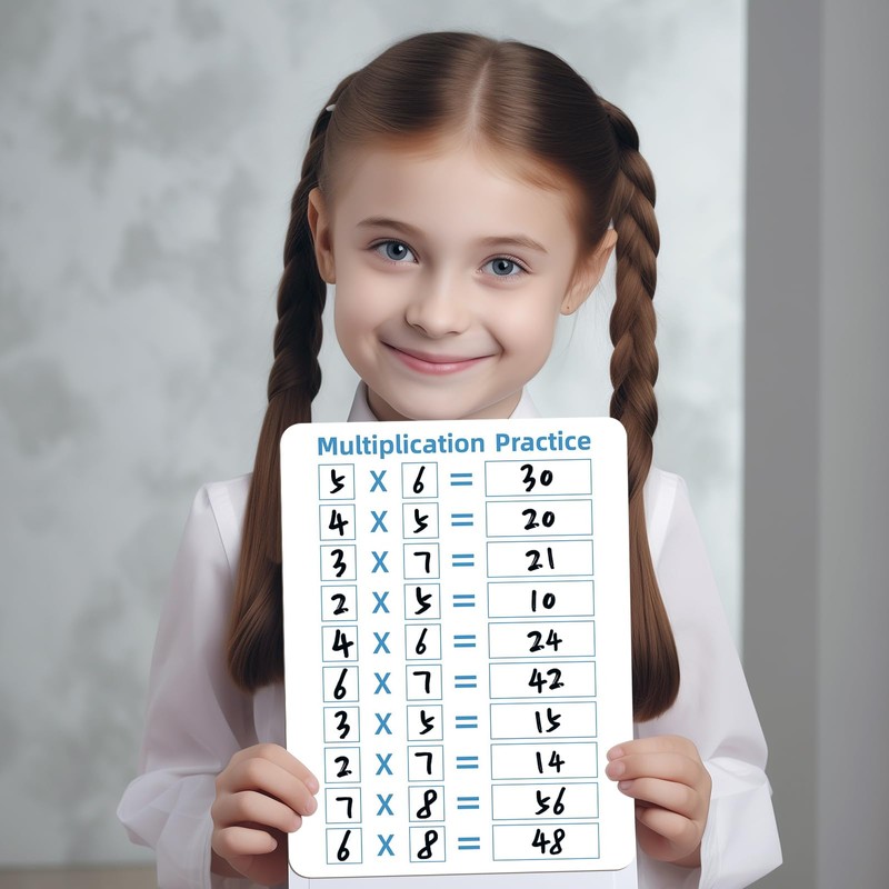 Multiplication Chart Whiteboard - Double-Sided Times Table, 9" x 12"