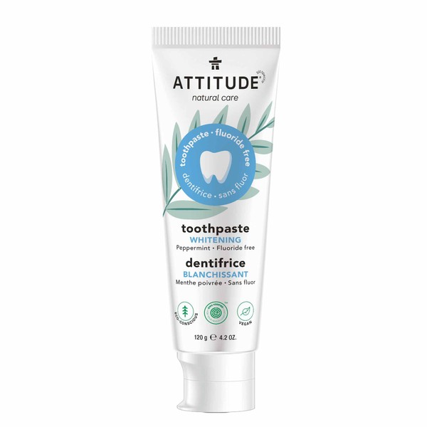 ATTITUDE Fluoride-Free Toothpaste, Plant- and Mineral-Based Ingredients, Vegan, Cruelty-Free and