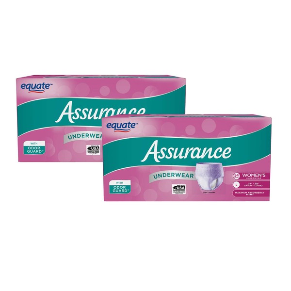 Pack of 2 - Assurance Incontinence Underwear for Women, Maximum, L, 54 Ct