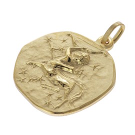 trendor 39070-12 Sagittarius Zodiac Sign Men's Necklace Diameter 20 mm Gold on Silver Zodiac Sign Timeless Necklace for Men, Great Gift Idea, Gold