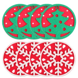 BESPORTBLE 8pcs Christmas Felt Coasters for Drinks Non-Slip Absorbent Round Cup Mats and Colors for Table Protection and Holiday Decor