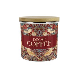 Purely Home Red Strawberry Thief Decaf Coffee Storage Canister - Morris Inspired Floral Tapestry Artwork - Large Enamel Hot Drinks Kitchen Storage Container