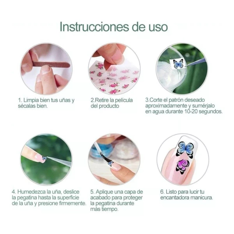 Stickers Nails Tatto Uñas 36 Planillas Mixtas Decoracion
