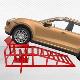 2 Packs 11000lbs Hydraulic Car Ramps Low Profile Car Lift Service Ramps Truck Trailer Garage, Height Hydraulic Vehicle Ramps, Automotive Hydraulic Lift Repair Frame 5T 5 Tons (Red)