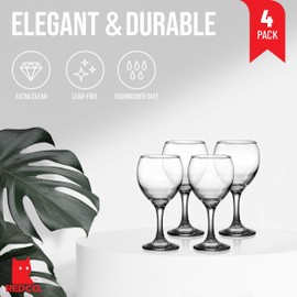 Red Co. Multipurpose Classic Stemmed Clear Wine Glasses, 12.25 fl oz — Set of 4
