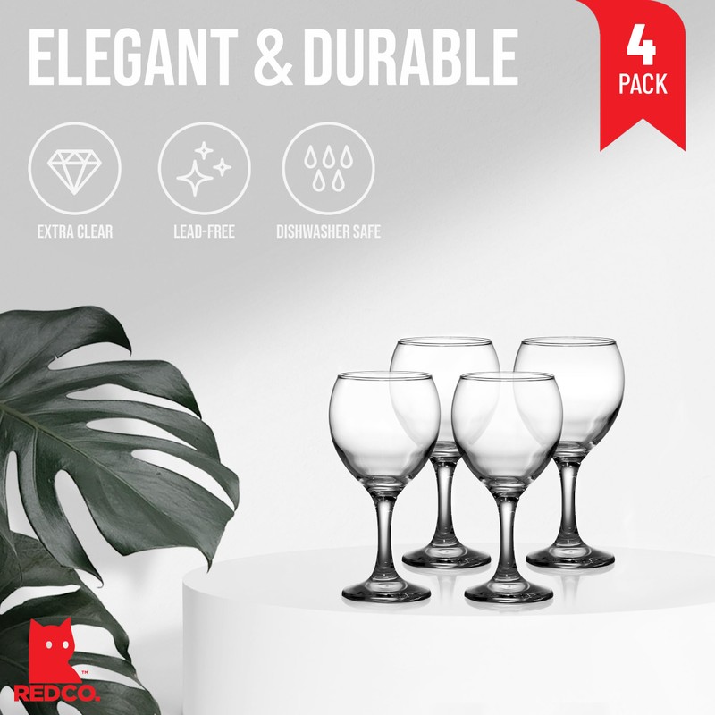 Red Co. Multipurpose Classic Stemmed Clear Wine Glasses, 12.25 fl