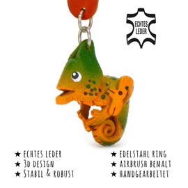 MONKIMAU Women's Leather Keyring Chameleon Figure, orange