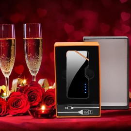 Gohytal Elektro Feuerzeug Vatertagsgeschenk für Papa Männer, Lichtbogen Feuerzeug, USB Aufladbares Lichtbogen Feuerzeug mit Batterieanzeige Winddicht Plasma Feuerzeug Geburtstag Geschenk für Papa Mann