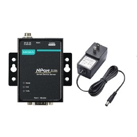 Moxa NPort 5110A with Adapter - 1 Port Device Server, 10/100M Ethernet, RS-232, DB9 Male, 0.5KV Serial Surge, 12~48VDC, 0~60°C