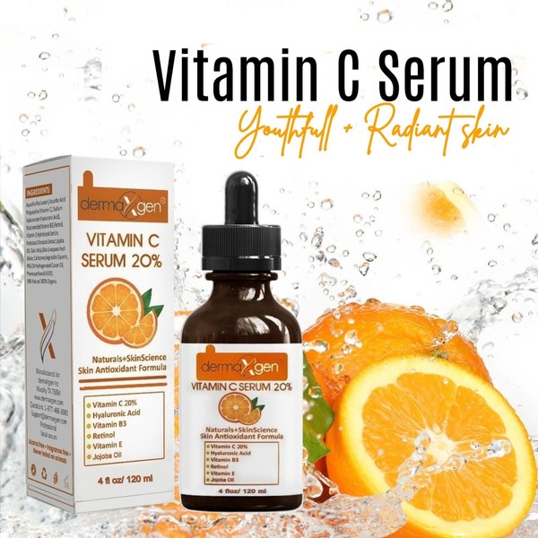 Dermaxgen® 4 FL OZ PURE Vitamin C + E + Hyaluronic Acid Face Serum Anti-Wrinkle