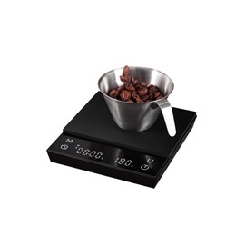 Metal Coffee Scale with Auto Timing, Rechargeable Espresso Scale with Timer, 2kg/0.1g High Precision Scale for Coffee Beans, Black
