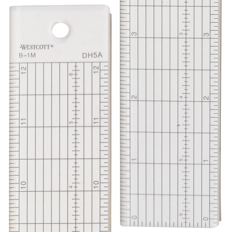 Westcott Grid Ruler with Metal Cutting Edge, 1.5 x 12,