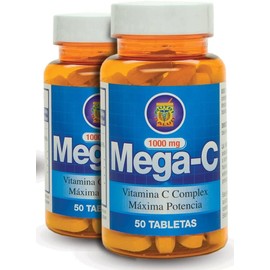 Vitamina C de alta Potencia (1000mg) Set de 2 frascos con Rosa Mosqueta y Bioflavonoides para evitar resfríos y fortalecer defensas.