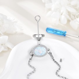 ONEFINITY Urn Bracelet for Ashes 925 Sterling Silver Oval Opal Urn Locket Bracelet Opal Cremation Keepsake Jewellery for Women and Mothers