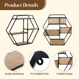 Synovana Industrial Style Round Wall Shelves - 3 Tier Metal Hanging Circle Floating Shelves for Bathroom Living Room Wall Decor, 21 Inch