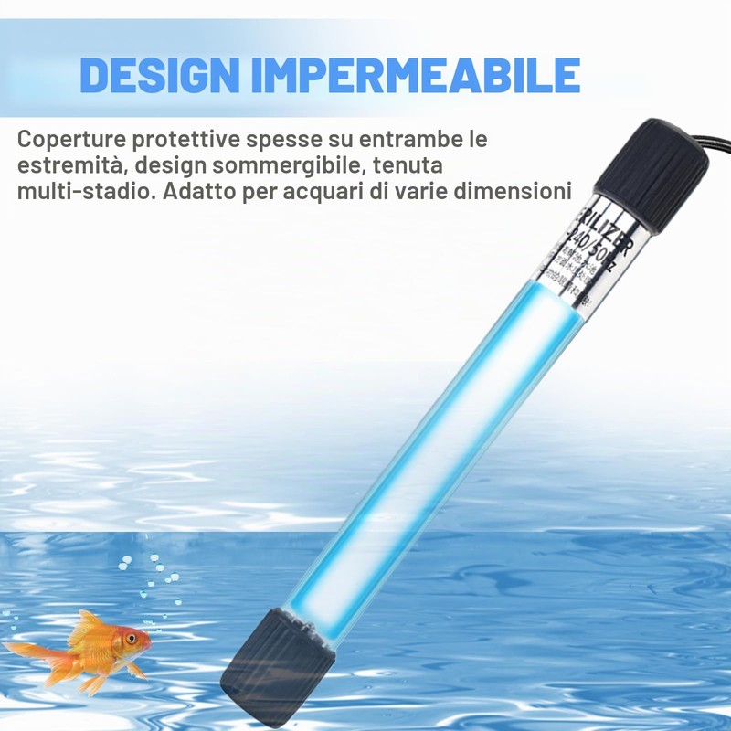 Sterilizzatore UV per acquario, luce con timer 13 W, luce