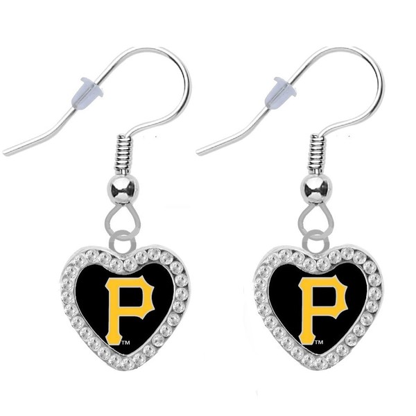 Pittsburgh Pirates Crystal Heart Earrings Pierced