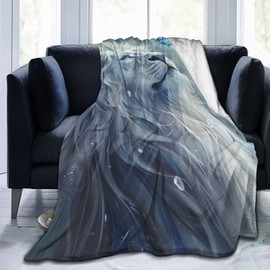 ainori - Manta de franela de felpa de león y mariposa blanca mística, ultrasuave, cálida, cómoda, ligera, acogedora y esponjosa, tela antibolitas para sofá, viajes, dormitorio, 40 x 50 pulgadas