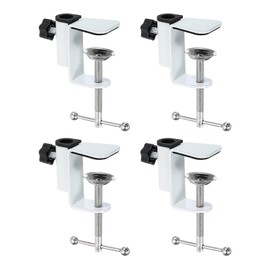 PATIKIL 0.47" Hole Dia. Desk Clamp, 4 Pcs Aluminum Alloy Bracket Universal Adjustable C-Clamp Mount Holder for Microphone Mic Arm Table Lamp Stand, White