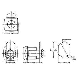 Euro-Locks Lever Cylinder X 36 for Lockers and Steel Cabinets - Includes 2 Keys - 24 mm Diameter