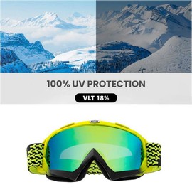 Zsling OTG Snow Goggles - Over Glasses Ski/Snowboard Goggles for Men, Women & Youth - 100% UV Protection (Yellow-vlt18%)