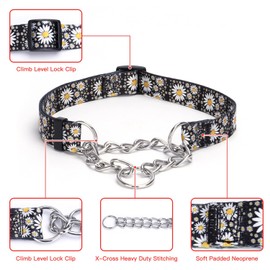 Bbmmayy Martingale Collar, Training Dog Collar, Stainless Steel Chain Pet Collar for No Pull Dog Walking Flowers Design Large Medium Small Dogs (M, Skull)