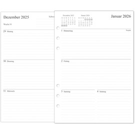 newestor 2026 Weekly Planner Insert A5, 1 Week on 2 Pages, Compatible with Filofax A5 Organiser