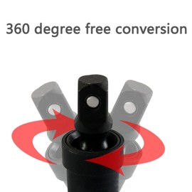 rflaueo 3pcs Swivel Socket Set Impact Universal Joint Socket Set 360° Rotation Drive 1/2", 3/8", and 1/4" Socket Swivel Set(U228-3)