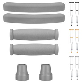 Replacement Crutch Pads 6 Pieces Crutch Accessory Replacement Kit with Armpits Hand Grips Covers Crutch Hand Grip and Crutch Tips for Standard Aluminum Crutches (Gray)