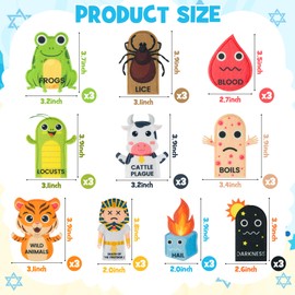 COcnny Passover Plague Finger Puppets - 30pcs Ten Plagues Felt Finger Puppet Making Kit for Kids, Make Your Own Hand Puppet for Jewish Pesach Seder, Passover Finger Toy Party Supplies (10 Styles)