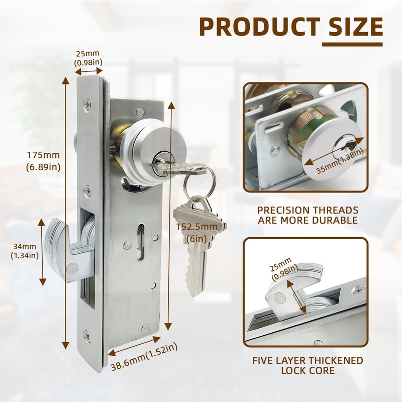 Storefront Door Mortise Lock Swing Deadbolt,Commercial Door Lock Double Cylinder